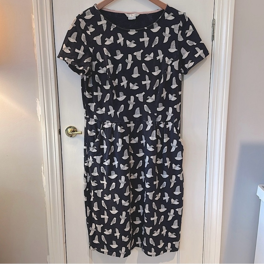 Boden Navy and White Patterned Dress